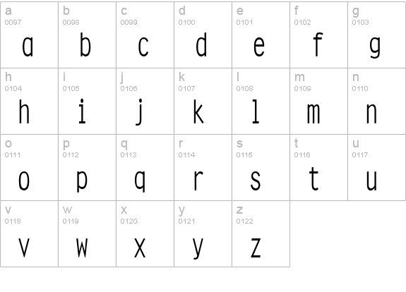 Clean Condensed Normal lowercase a-z preview