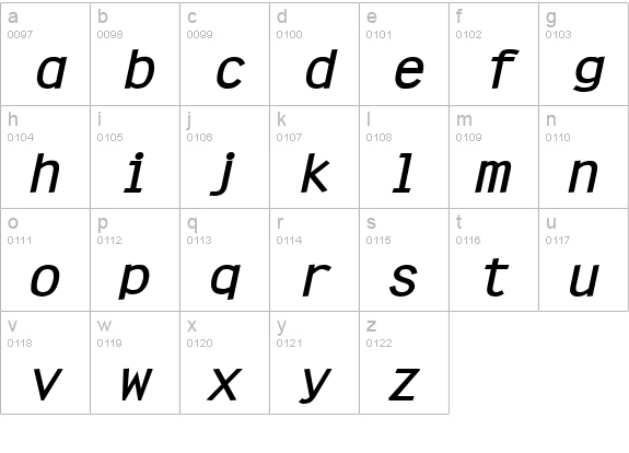 Clean-Extended Bold Italic lowercase a-z preview