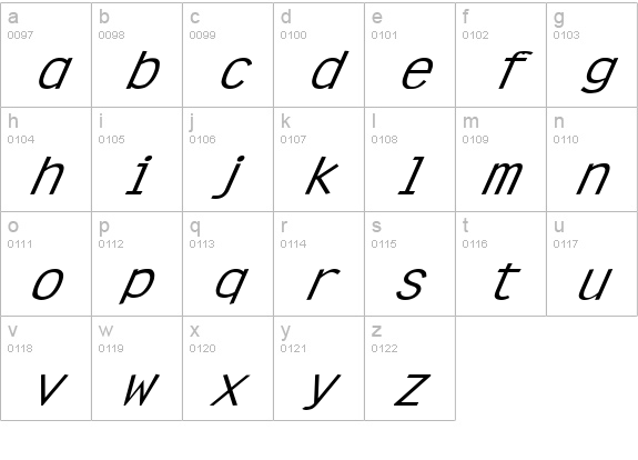 Clean-Extended Italic lowercase a-z preview