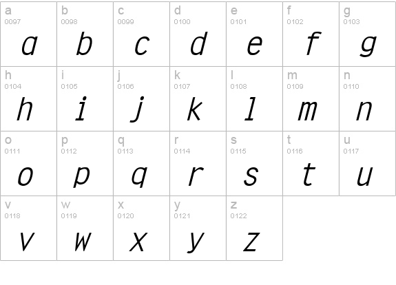 Clean Italic lowercase a-z preview