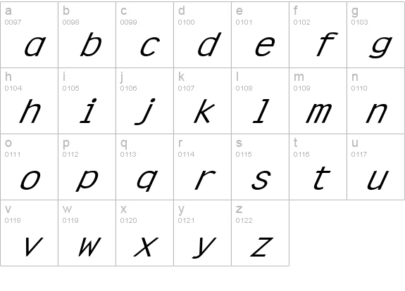 Clean Wide Italic lowercase a-z preview