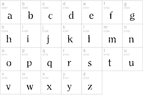 ClearfaceAntique-Regular lowercase a-z preview