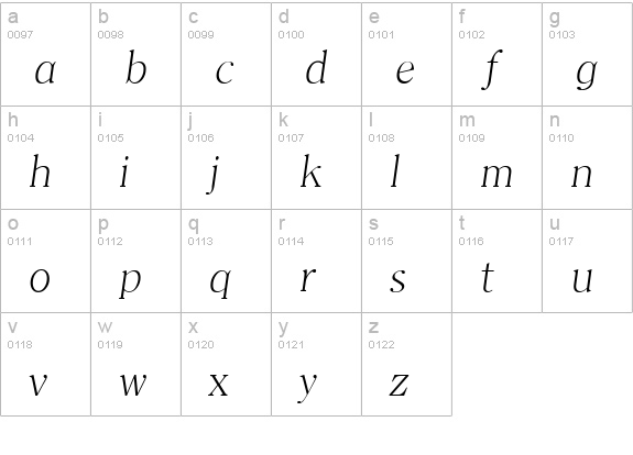 ClearfaceSerial-Xlight-Italic lowercase a-z preview