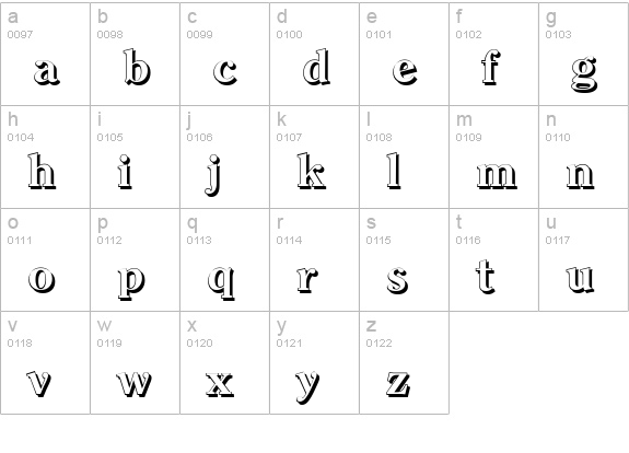 ClearfaceShadow-Bold lowercase a-z preview