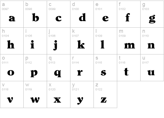 ClearlyRomanHeavy Regular lowercase a-z preview