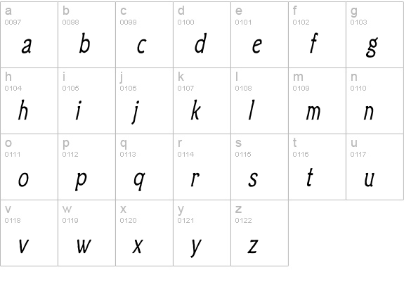 ClicheeCE-Oblique lowercase a-z preview