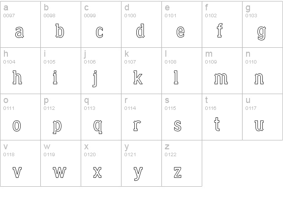 Clique-SerifOutlineBold lowercase a-z preview