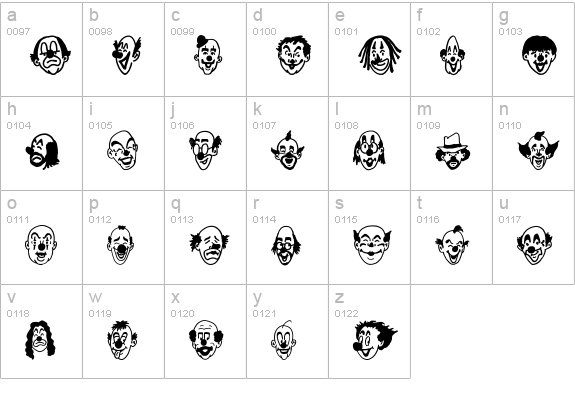 Clown Sketches JL lowercase a-z preview