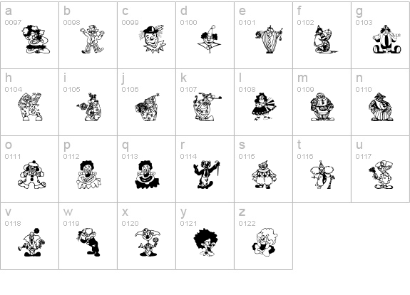 Clowners lowercase a-z preview