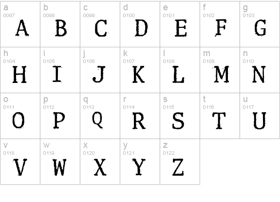 Clunk lowercase a-z preview