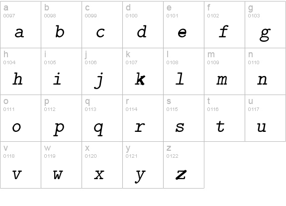 CM_SlantedTypewriter Regular  lowercase a-z preview