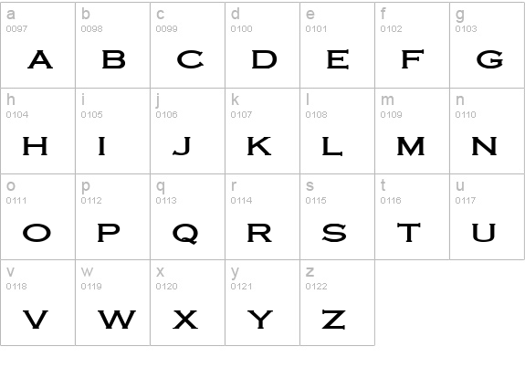 Cobalt Wide Bold lowercase a-z preview