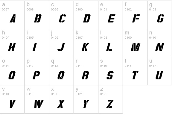 Coburn Italic lowercase a-z preview