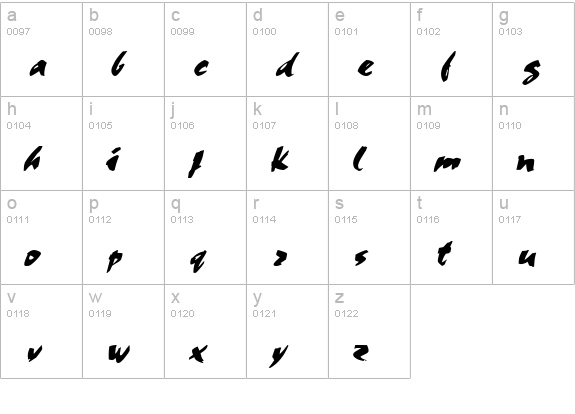 Cocoa Wide Italic lowercase a-z preview