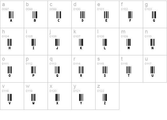 CODE3X lowercase a-z preview