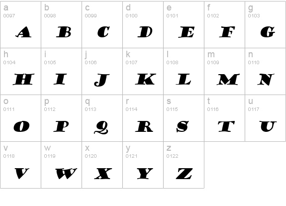 CoffeeSack Italic lowercase a-z preview