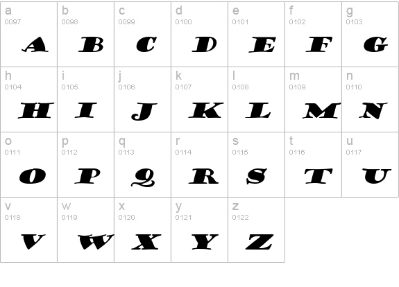 CoffeeSackExtended Italic lowercase a-z preview