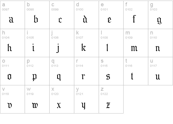 CollinsOldEnglish lowercase a-z preview
