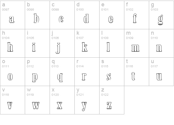 ColonelOutline-Bold lowercase a-z preview