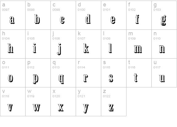 ColonelShadow-Regular lowercase a-z preview