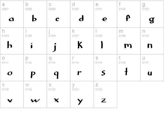 Colophon DBZ lowercase a-z preview