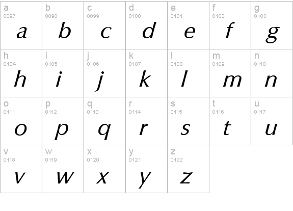 ColumbiaSerial-Italic lowercase a-z preview