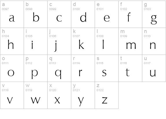ColumbiaSerial-Xlight-Regular lowercase a-z preview