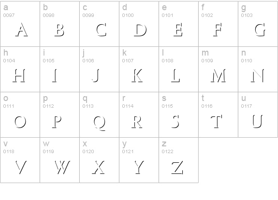 ColumnaOnlShaD lowercase a-z preview