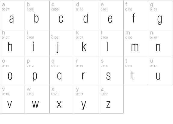 Colympia-Xlight lowercase a-z preview