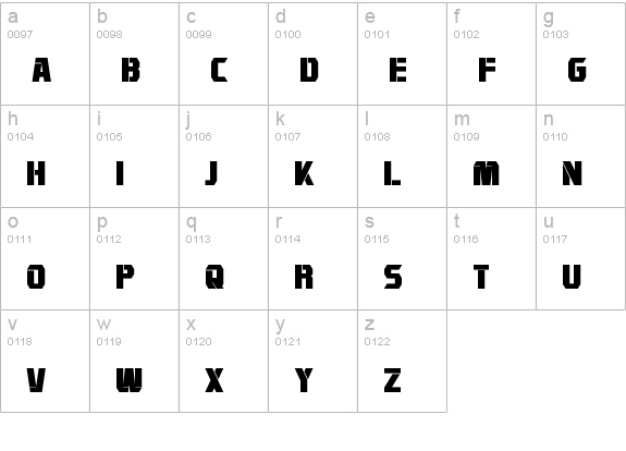 Combatron Bold lowercase a-z preview
