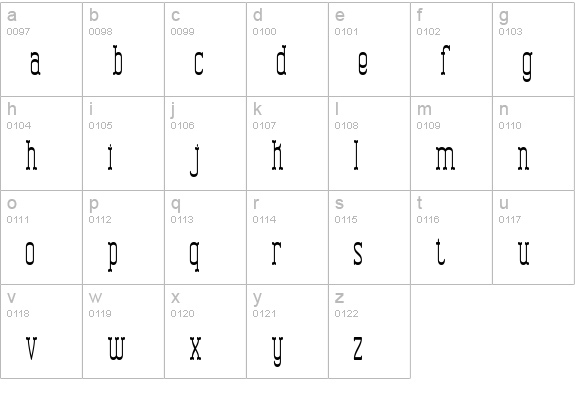 Combustion Tall BRK lowercase a-z preview