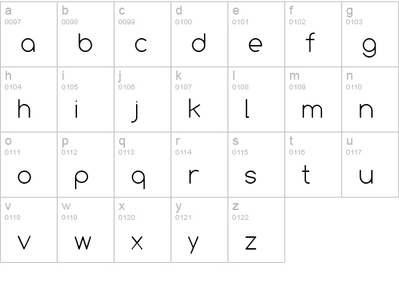 Comfortaa Thin lowercase a-z preview
