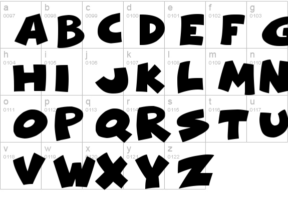 Comical Cartoon lowercase a-z preview