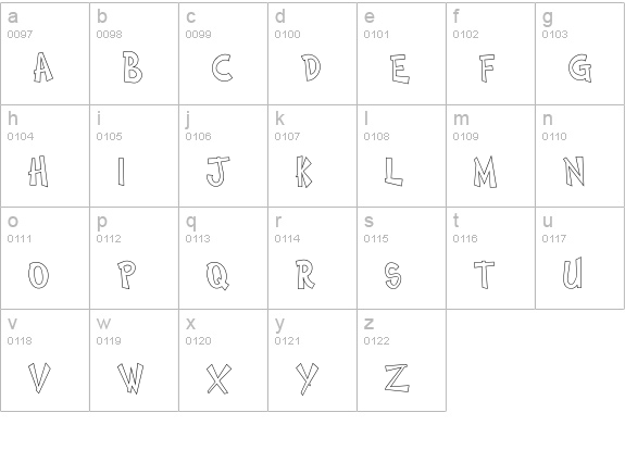 ComicBookTwoOutline lowercase a-z preview