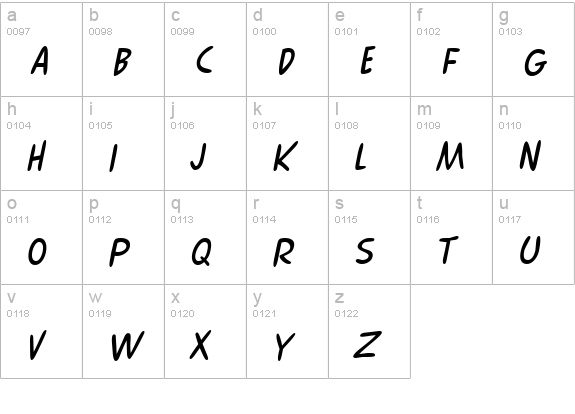 Comix Italic lowercase a-z preview