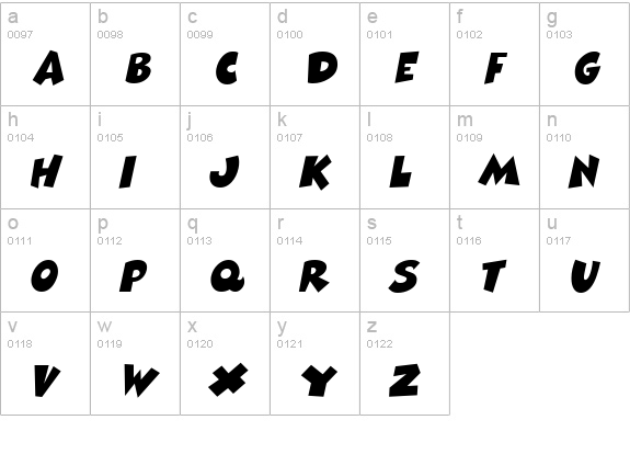 ComixHeavy Italic lowercase a-z preview