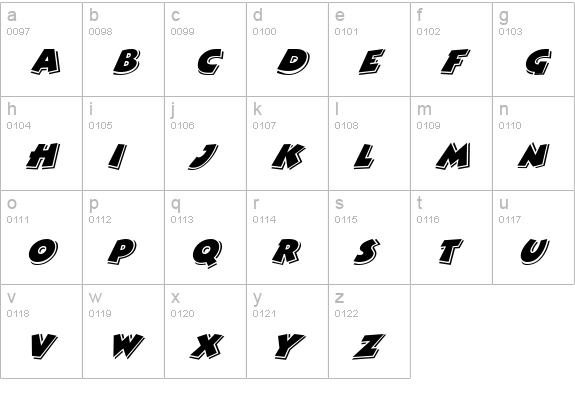ComixHighlight Italic lowercase a-z preview