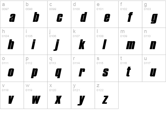 Commador Extended Heavy Italic lowercase a-z preview
