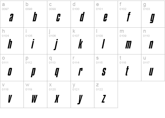Commador Italic lowercase a-z preview