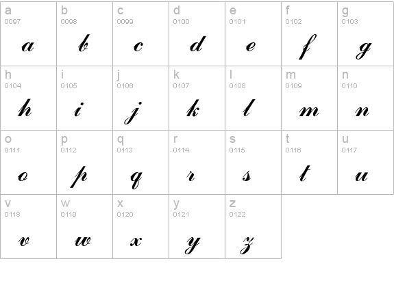 Commercial Script MN  lowercase a-z preview