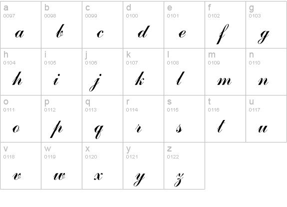 CommercialScript lowercase a-z preview