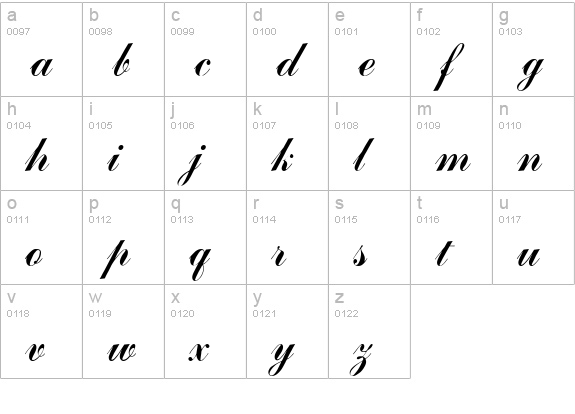CommercialScriptTwo-Regular lowercase a-z preview