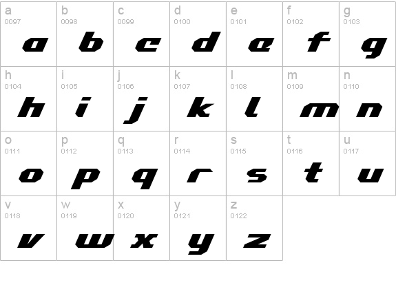 Commonwealth Expanded Italic lowercase a-z preview