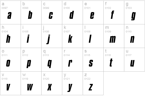 Compacta Bold Italic lowercase a-z preview