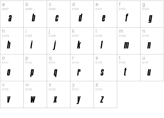 CompactaEF-RegularItalic lowercase a-z preview