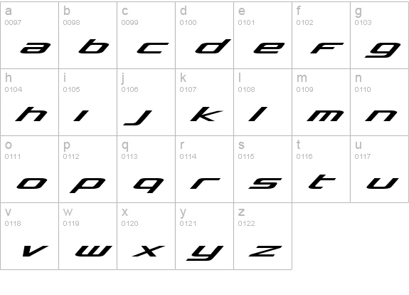 Concielian Expanded lowercase a-z preview