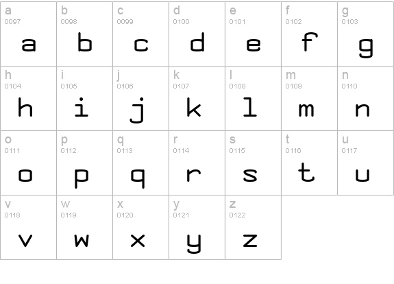 Concursico Mono BTN lowercase a-z preview