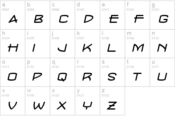 ConcursoModerne BTN Wide Oblique lowercase a-z preview