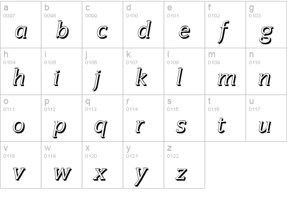 CongressShadow-Italic lowercase a-z preview