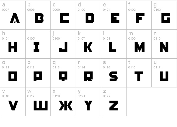 Constructivist Square lowercase a-z preview